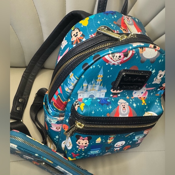 Disney Parks Loungefly Mini Backpack & Matching Wallet - WDW Parks Retro Design - Picture 2 of 16